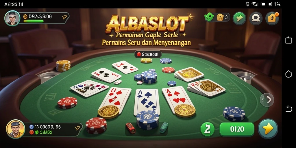 Screenshot gameplay ALBASLOT yang menampilkan keseruan permainan Gaple.