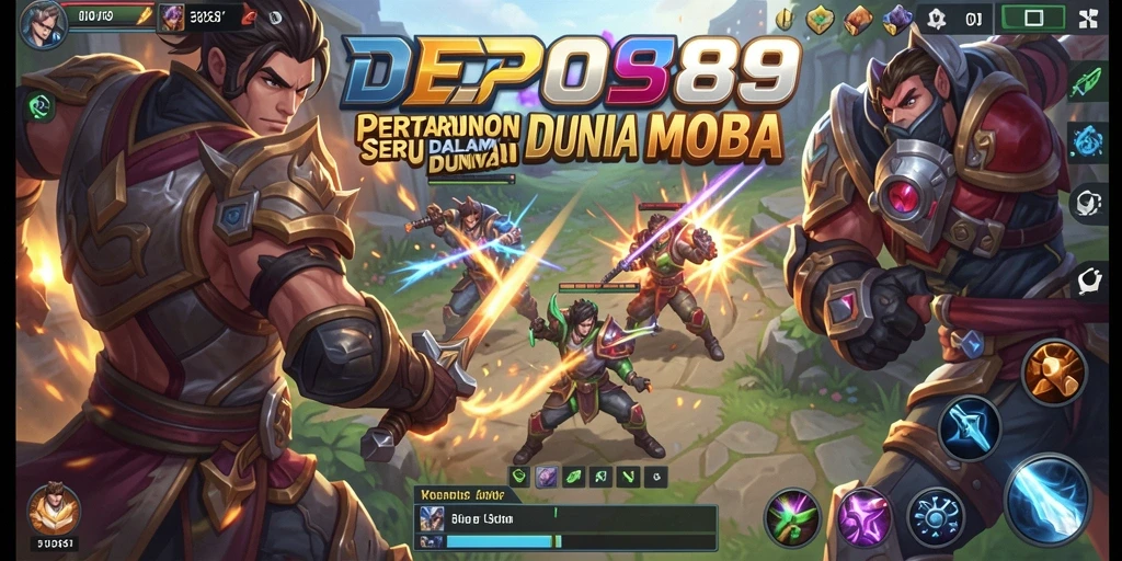 Tangkapan layar dari gameplay seru di DEPO89, menunjukkan aksi pertempuran MOBA.