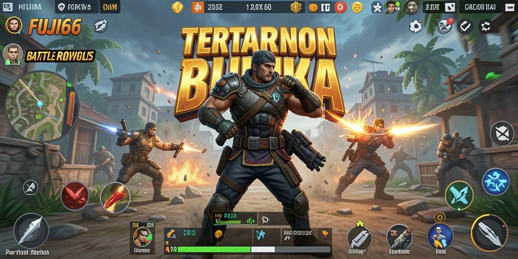 Tangkapan layar utama FUJI66 menampilkan aksi Battle Royale yang seru.