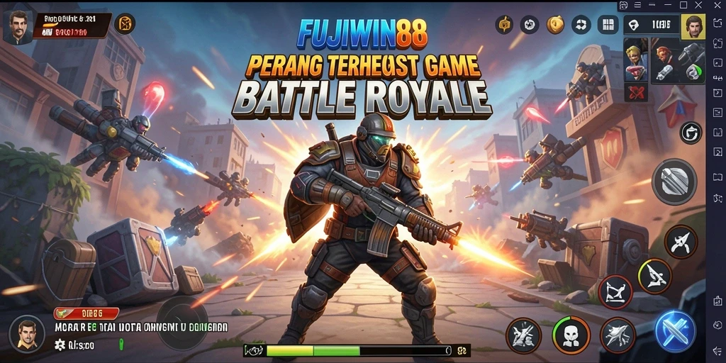 Tampilan gameplay seru dalam FUJIWIN88 dengan pertempuran intens Battle Royale.