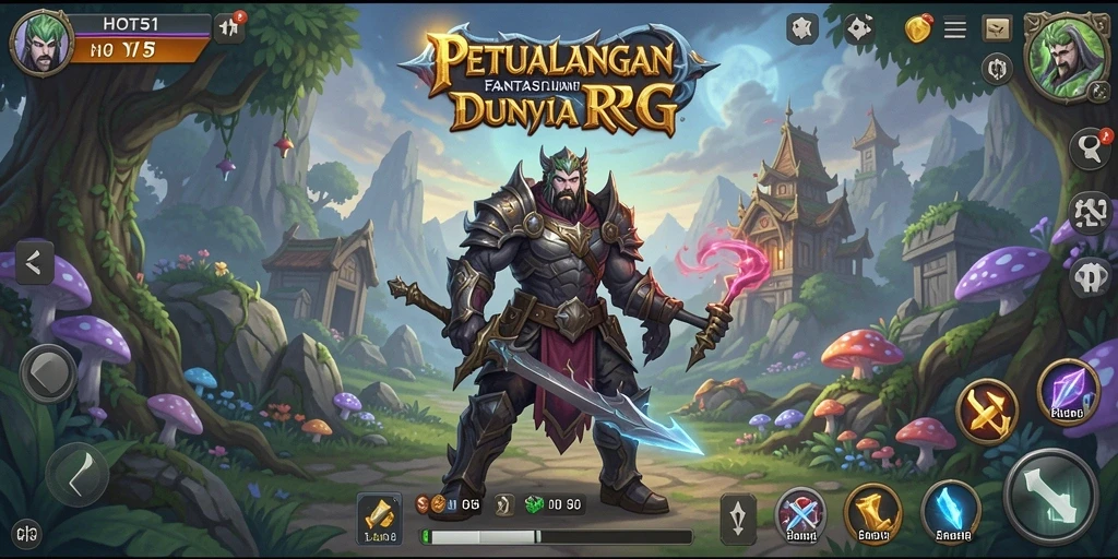 Screenshot utama HOT51 menunjukkan aksi pertempuran seru dalam dunia RPG.