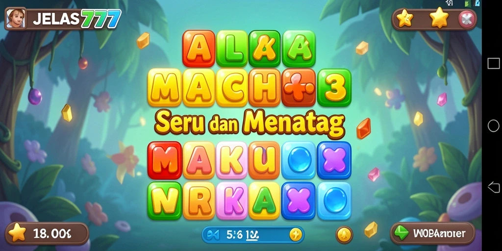 Screenshot gameplay JELAS777 dengan objek berwarna-warni yang menyatu.