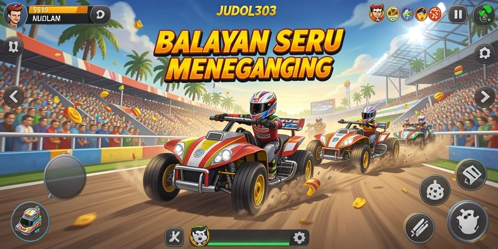 Tampilan gameplay JUDOL303 yang mendebarkan dan penuh aksi balapan.