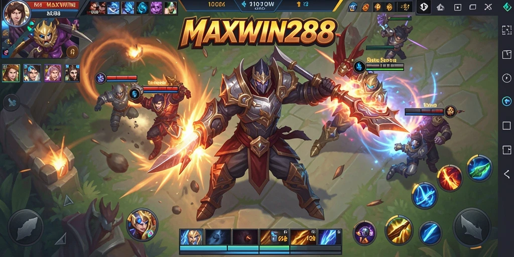 Gameplay MAXWIN288 menampilkan aksi seru dan strategi tim dalam pertempuran.