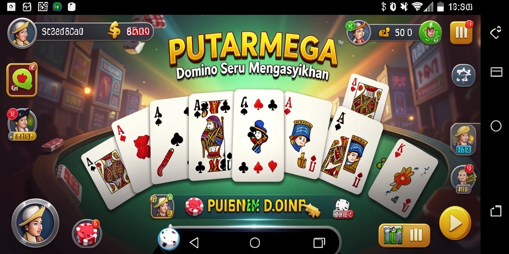 Tampilan gameplay seru dalam PUTARMEGA dengan pemain Domino.